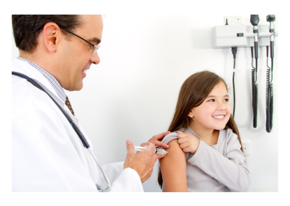 happy child getting vaccinated